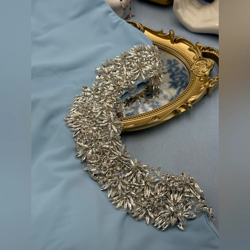 🆕 BRONX & BANCO 🧿 NWOT Camila Rhinestone Cutout Maxi, Powder Blue, Sz XS US 2 - Picture 14 of 16